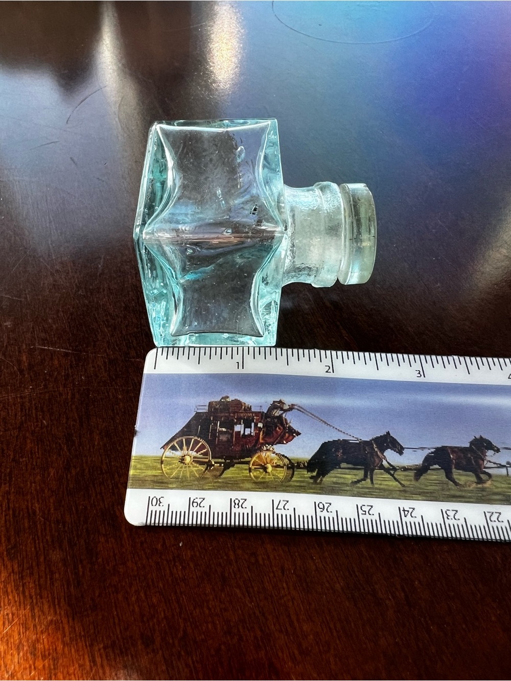 Antique Vintage Glass Sanford’s Inkwell With Glass Stopper Top - Picture 12 of 12
